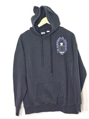 MAD Engine Black Purple Wednesday Grunde Cotton Blend Hoodie Sweatshirt Sz Large